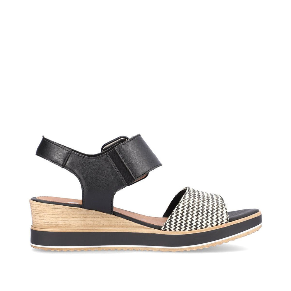 Remonte D6453 Women's Strap Wedge Sandals in Black