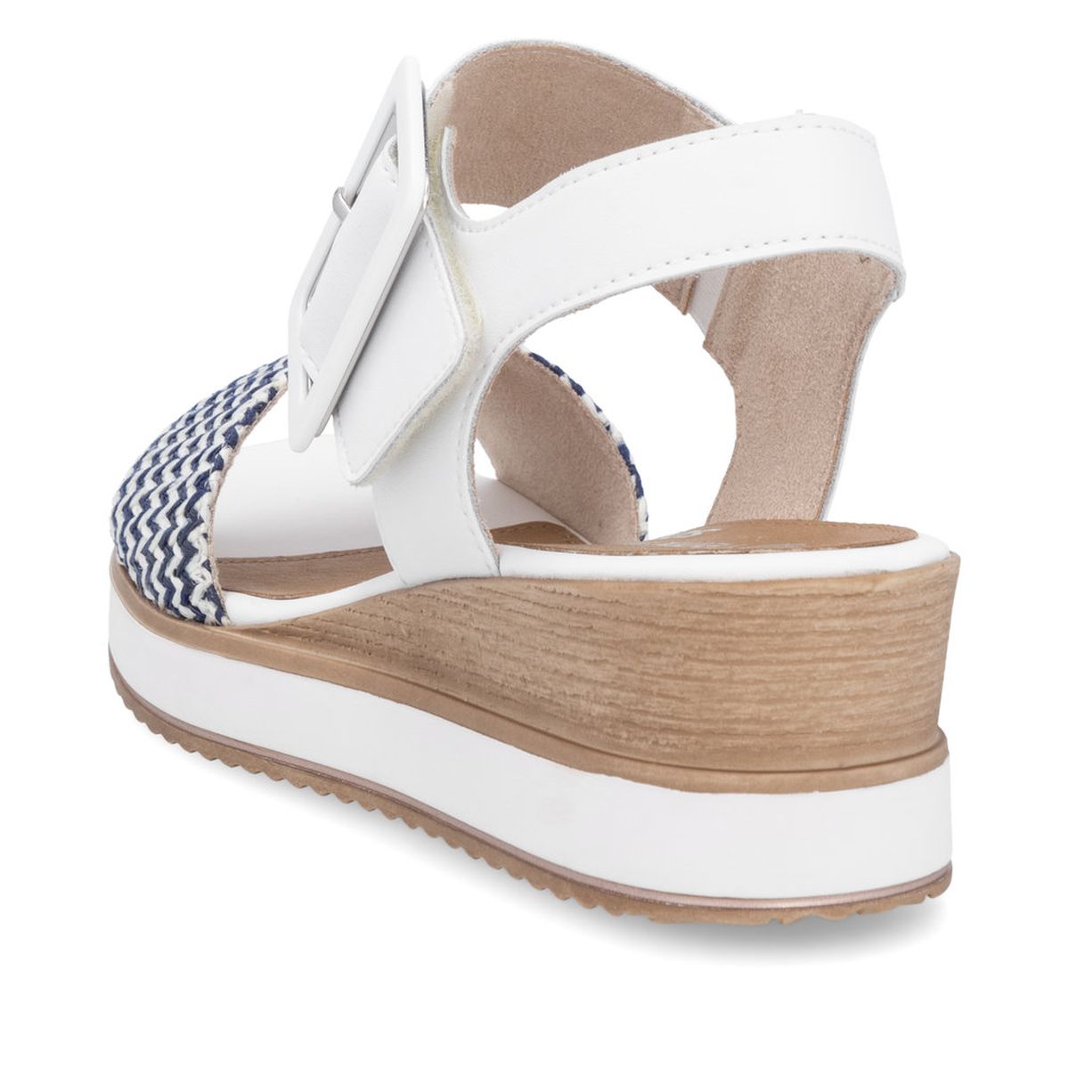 Remonte D6453 Women's Strap Wedge Sandals in White Blue