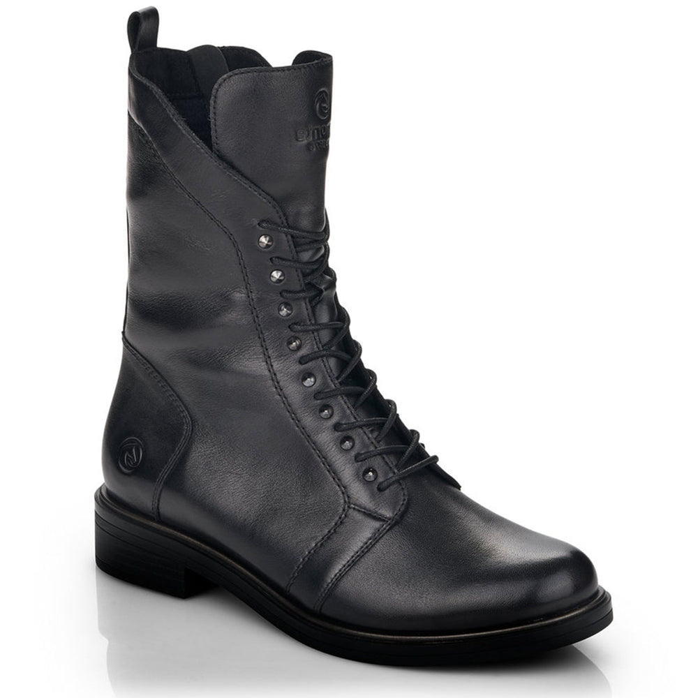 Remonte D8380 Women's Side Zip Ankle Boots, black leather boots, durable waterproof, side zipper for easy on and off.  Style #D8380-01