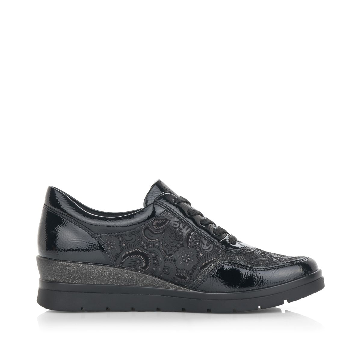 Remonte R0701 Women's Lace Zip Sneakers – Black Floral