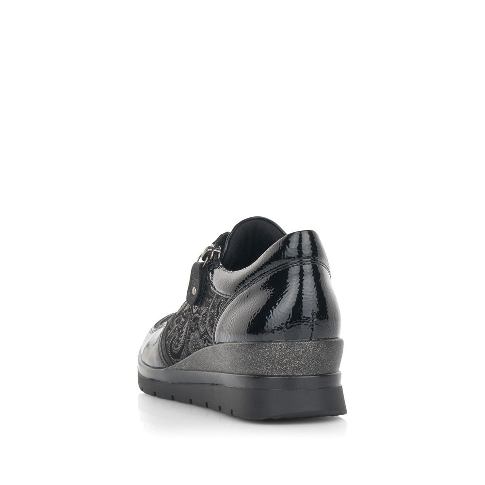 Remonte R0701 Women's Lace Zip Sneakers – Black Floral