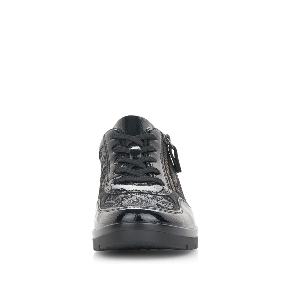 Remonte R0701 Women's Lace Zip Sneakers – Black Floral