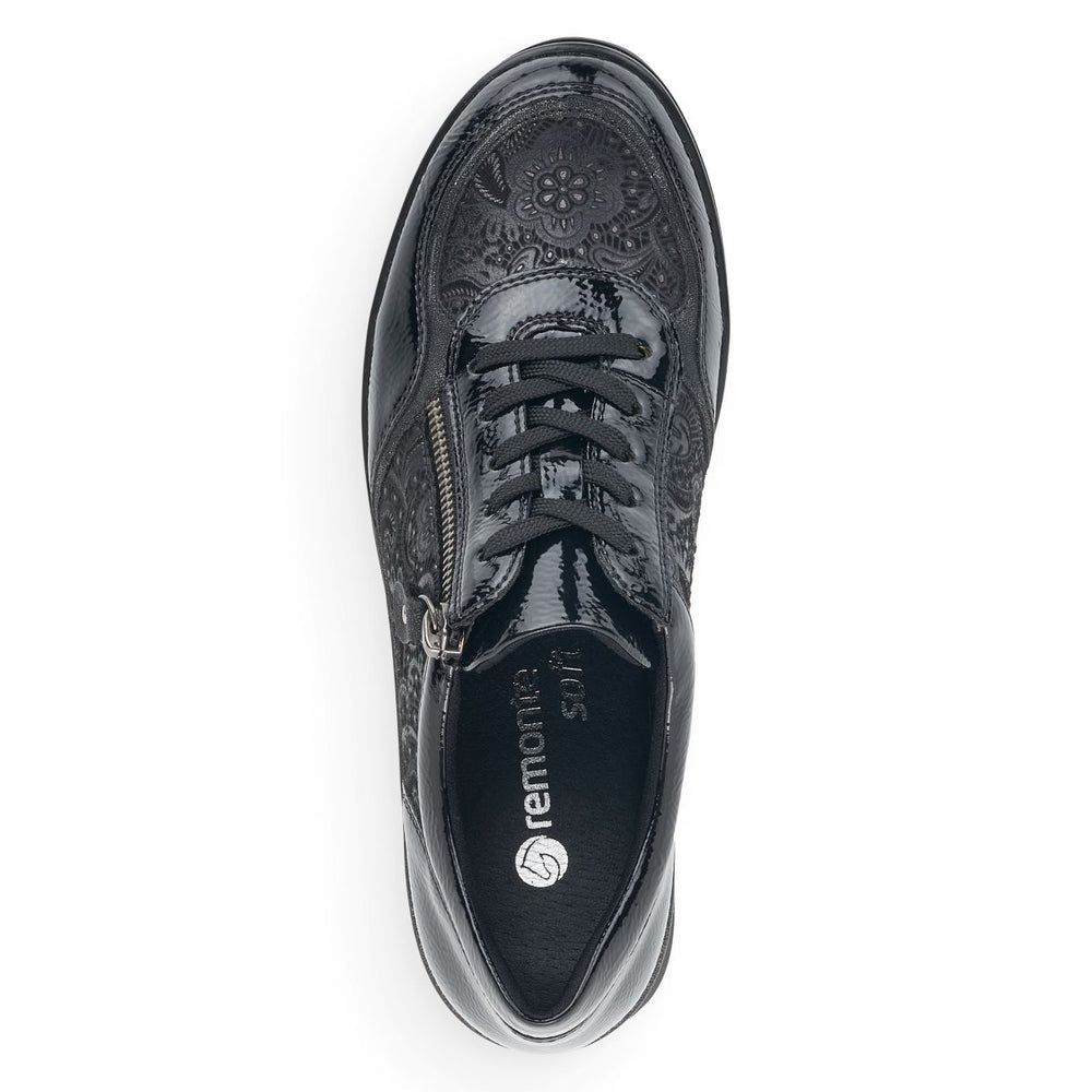 Remonte R0701 Women's Lace Zip Sneakers – Black Floral