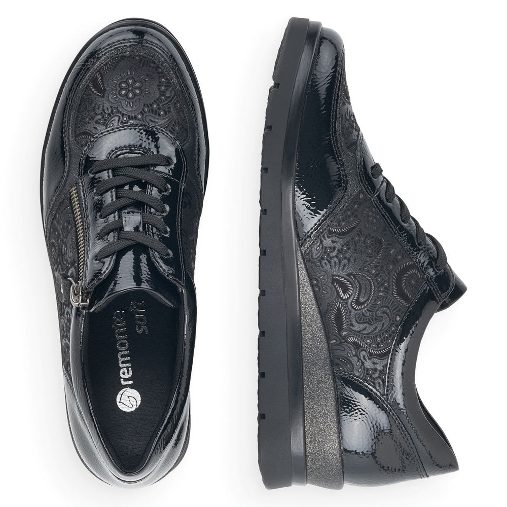Remonte R0701 Women's Lace Zip Sneakers – Black Floral