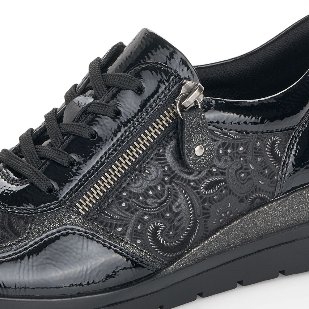 Remonte R0701 Women's Lace Zip Sneakers – Black Floral
