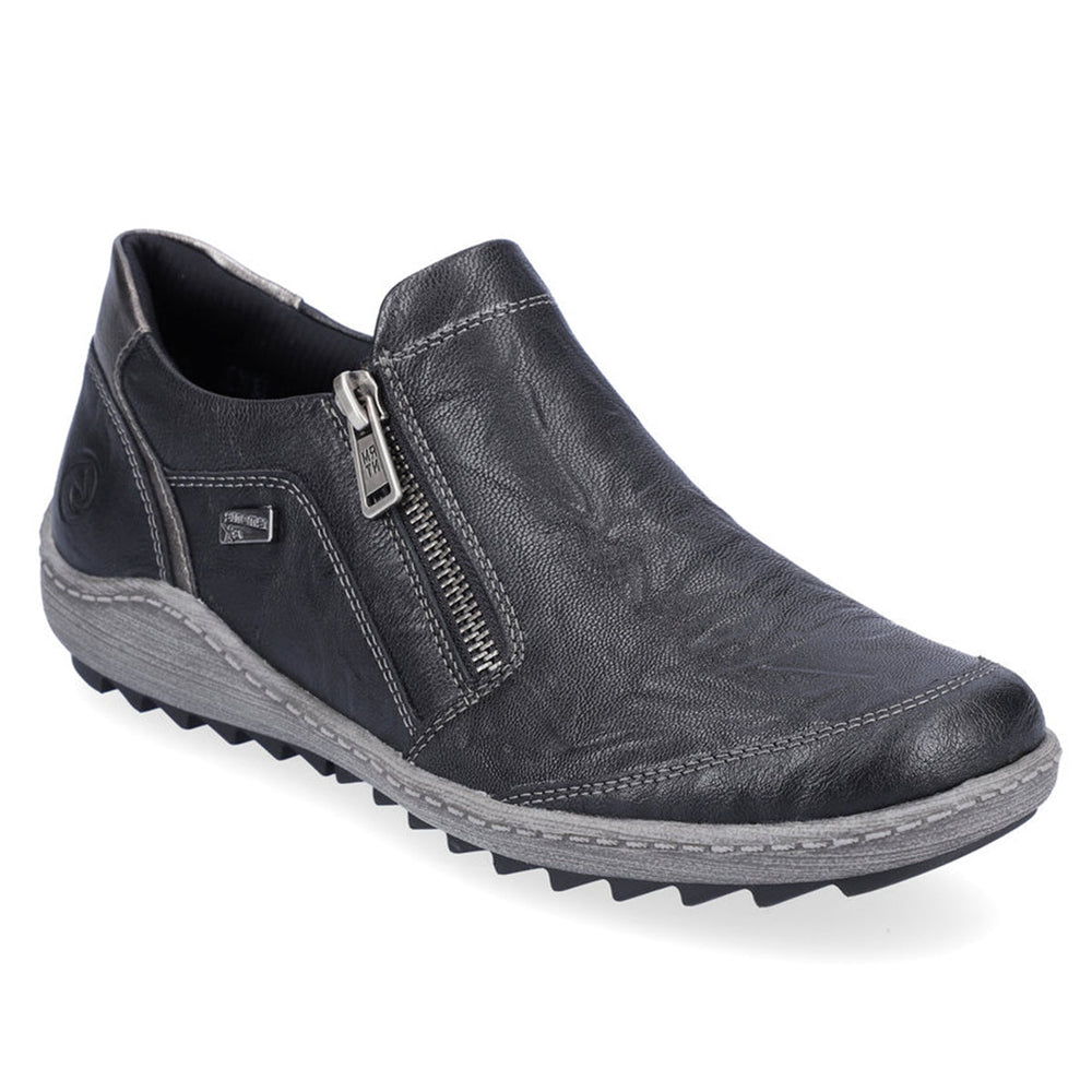 Remonte R1428 Women's Slip On Shoes, premium leather exterior, high traction sole all day comfort and side zipper for easy on and off.  Style #D1428-03