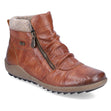 Remonte R1486 Women's Zip Boot in Brown, durable leather upeer, water resistant winter boots, comfortable all day wear side zipper. Style #R1486-22
