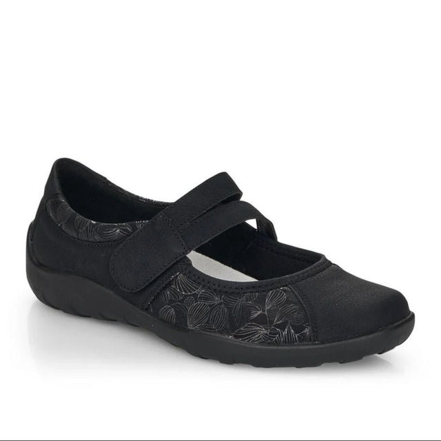 Remonte R3510 Women's Mary Jane Ballerina Flats, textile exterior, velcro closure comfortable all day walking flat. Style #R3510‑03