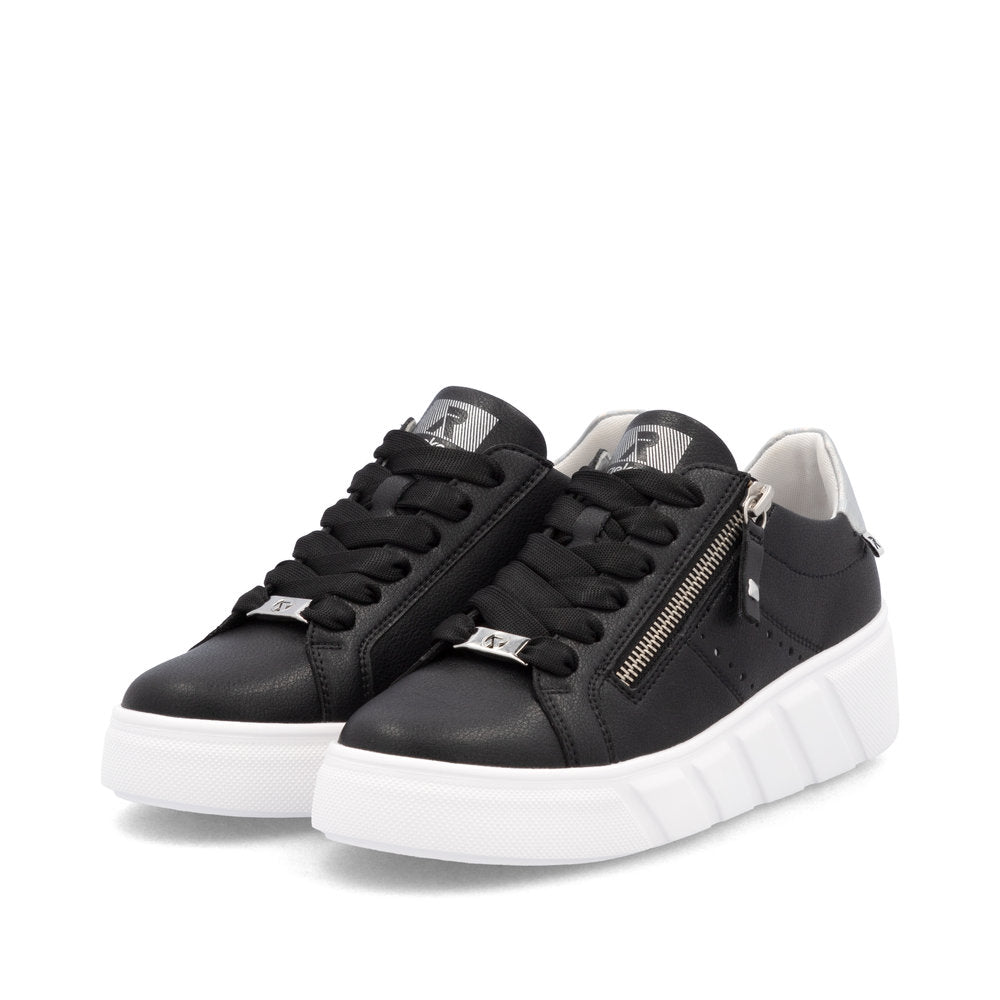 Rieker Women's Platform Lace-Up Sneaker – Black & Mother-of-Pearl