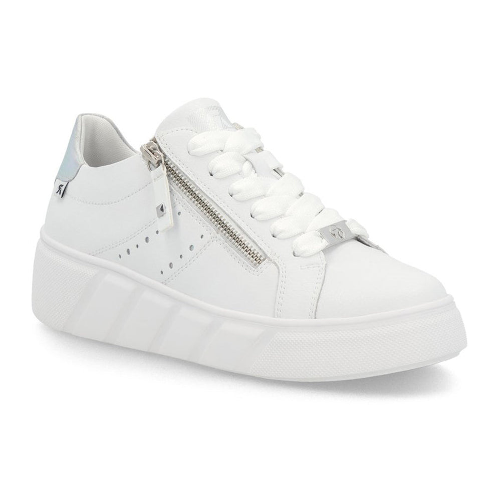 Rieker Women's Platform Lace-Up Sneaker – White & Mother-of-Pearl