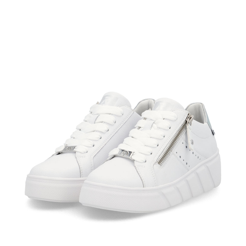 Rieker Women's Platform Lace-Up Sneaker – White & Mother-of-Pearl