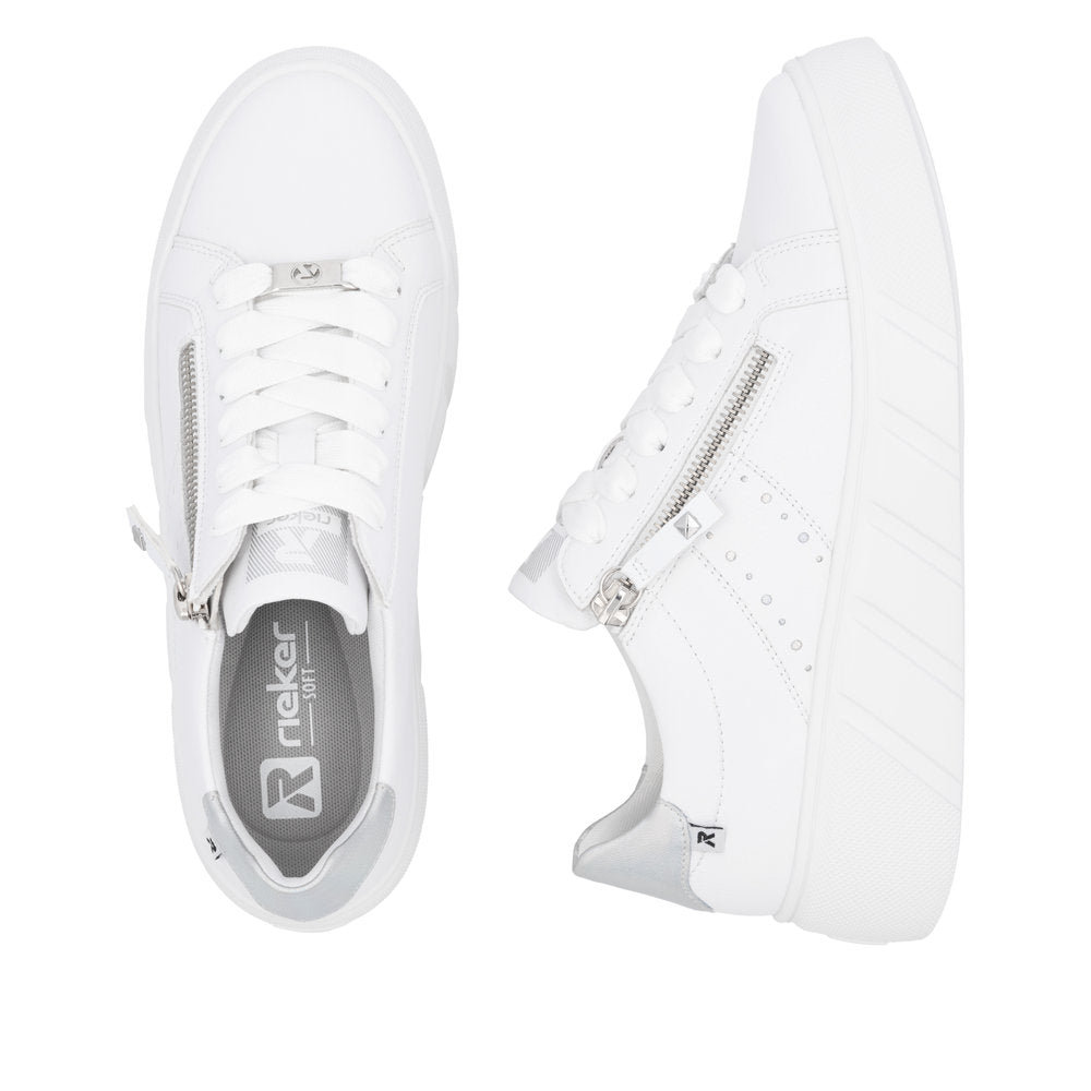 Rieker Women's Platform Lace-Up Sneaker – White & Mother-of-Pearl