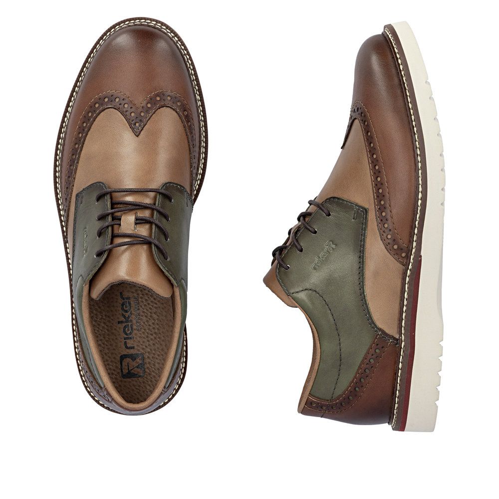 Rieker 04504 Men's Lace Up Wide Shoe in Brown Combination