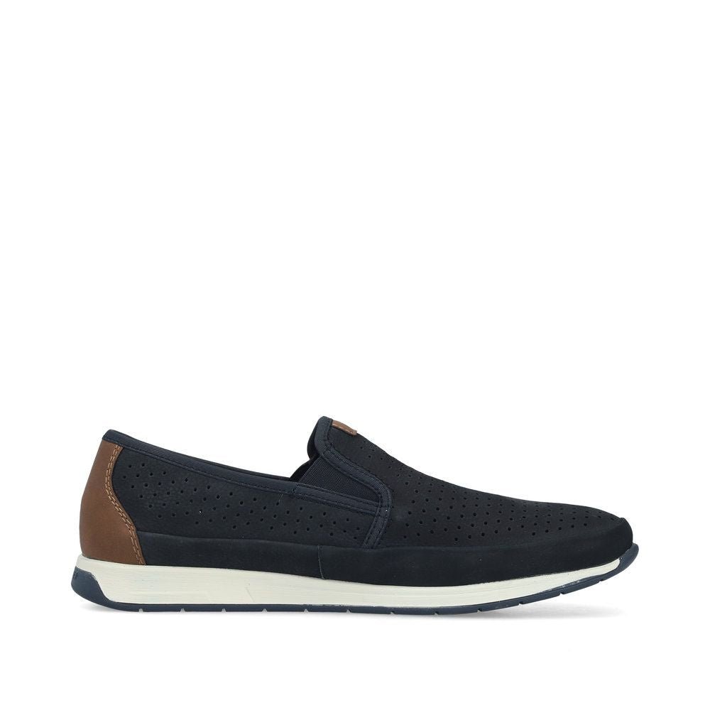 Rieker 11955 Men's Real Leather Shoes in Blue