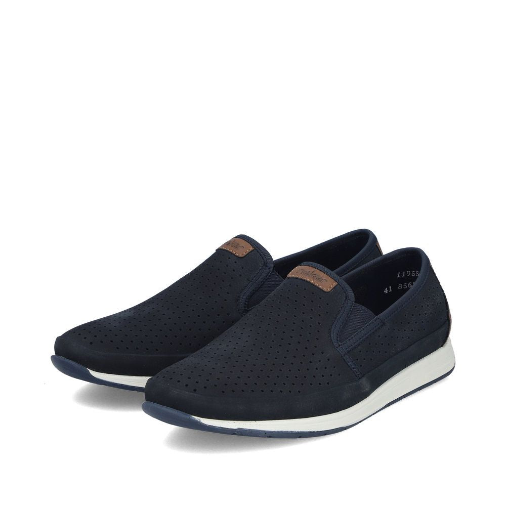 Rieker 11955 Men's Real Leather Shoes in Blue