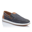 Rieker Men's Wide Fit Leather Slip-On – Blue