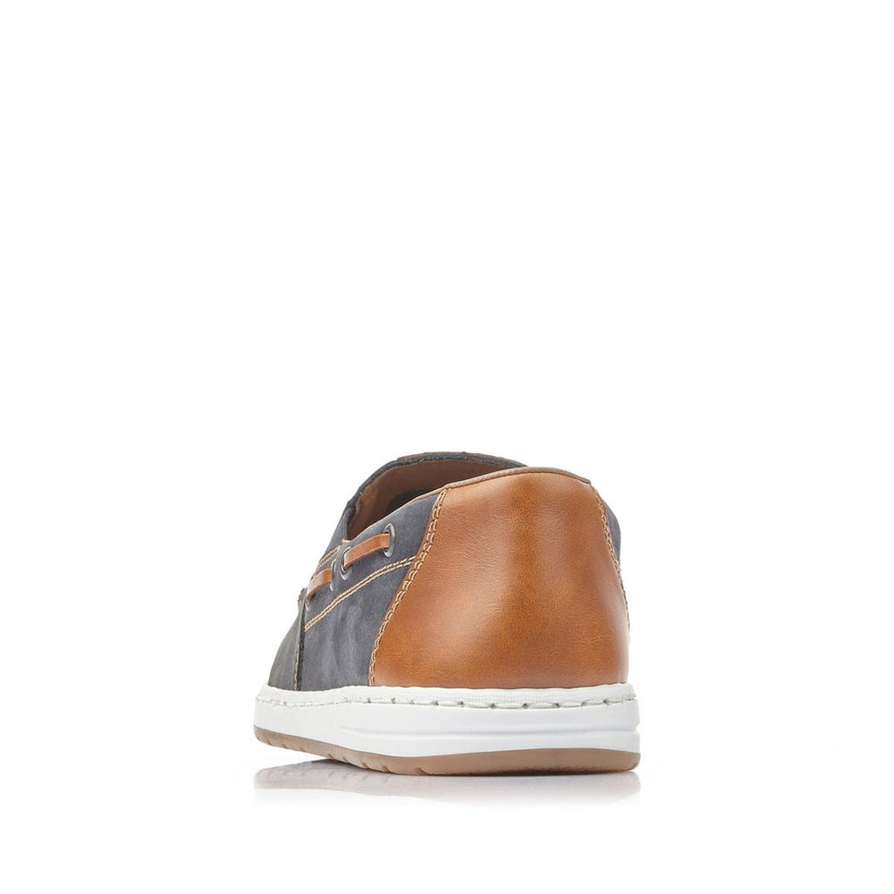 Rieker Men's Wide Fit Leather Slip-On – Blue