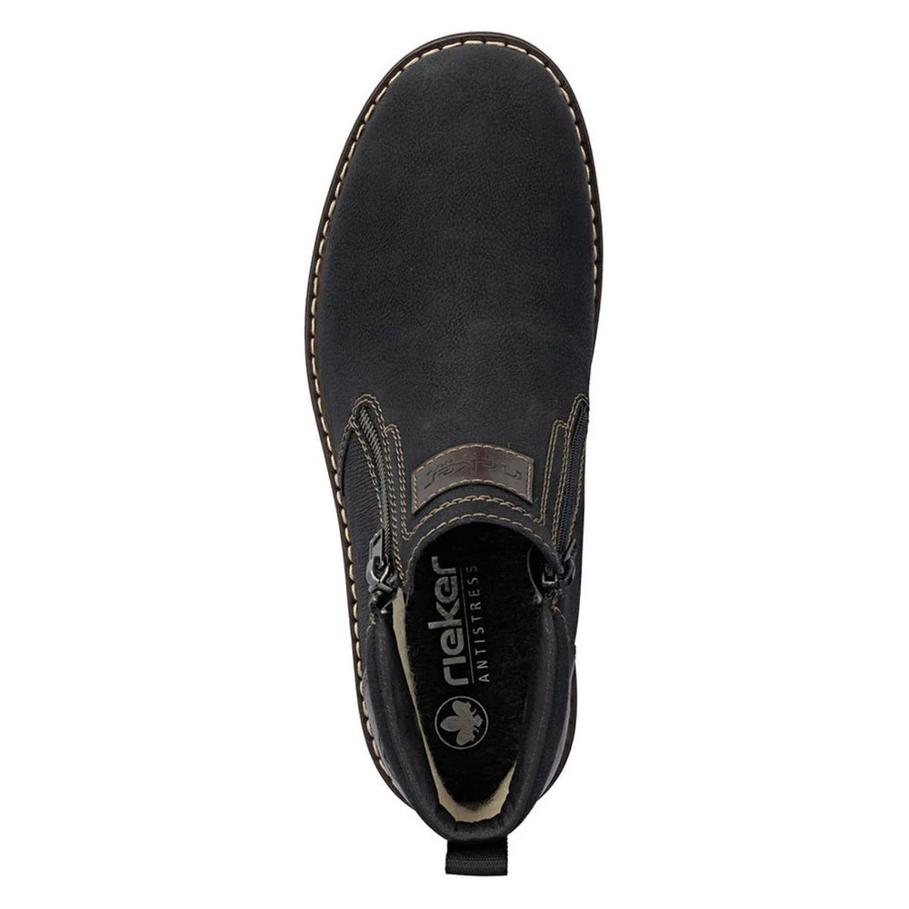Rieker 37770 Men's Zip Up Ankle Boot in Black
