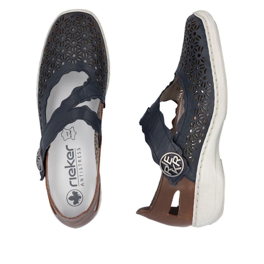 Rieker 413G4 Women's Mary Jane Slip-On in Blue