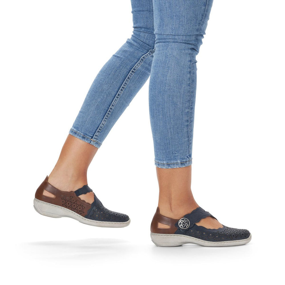 Rieker 413G4 Women's Mary Jane Slip-On in Blue