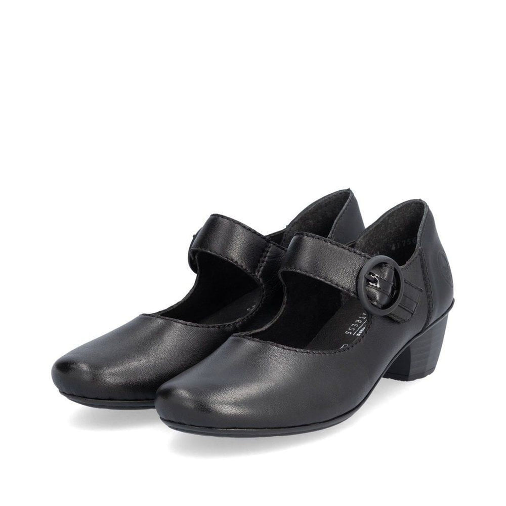 Rieker 41756 Women's Mary Jane Block Heel in Black