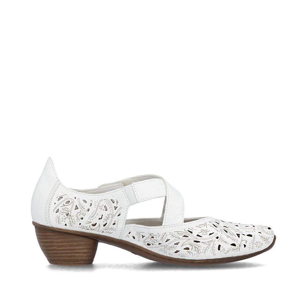 Rieker 43773 Women's Leather Slingback Pumps in White