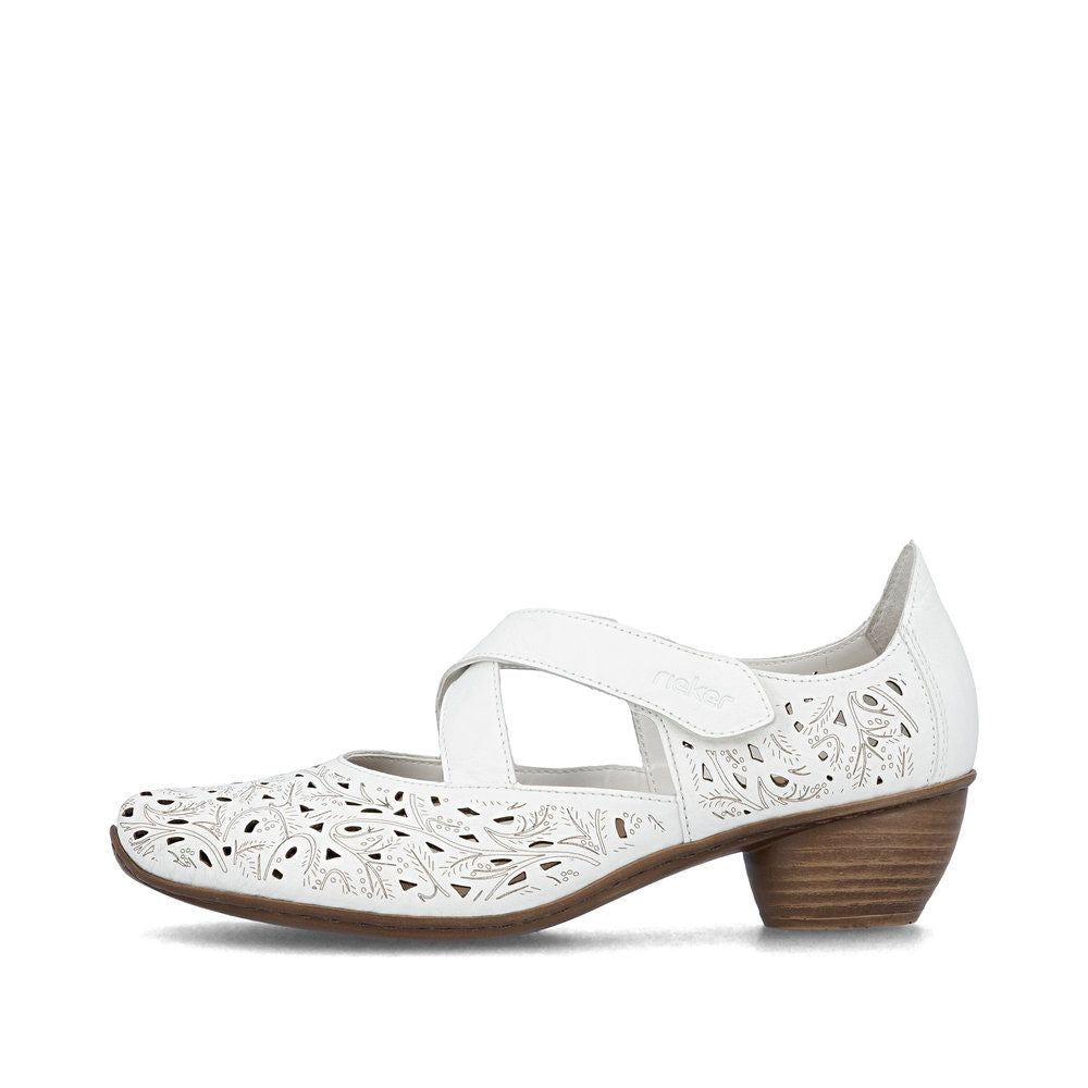 Rieker 43773 Women's Leather Slingback Pumps in White