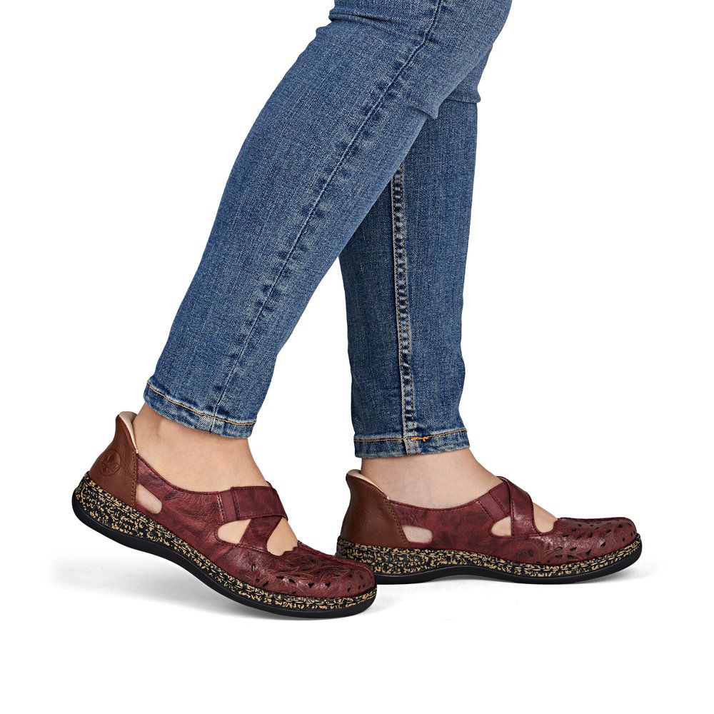 Rieker 46352 Women's Real Leather Ready To Go Shoes in Red