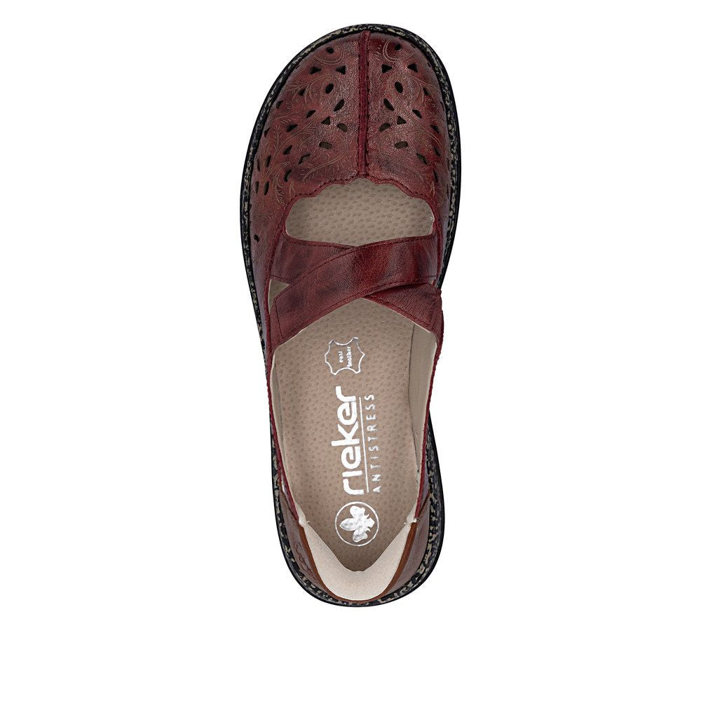 Rieker 46352 Women's Real Leather Ready To Go Shoes in Red