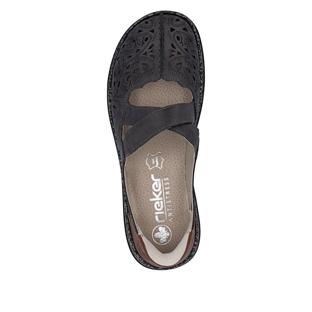 Rieker 46352 Women's Real Leather Ready To Go Shoes in Grey