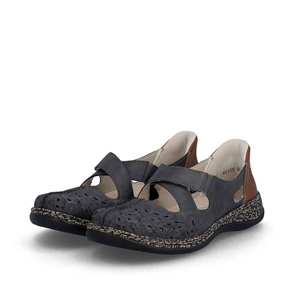 Rieker 46352 Women's Real Leather Ready To Go Shoes in Grey