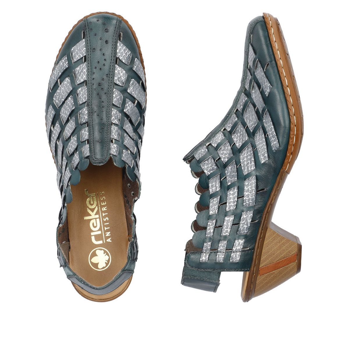 Rieker 46778 Women's Slip-On Block Heel – Blue