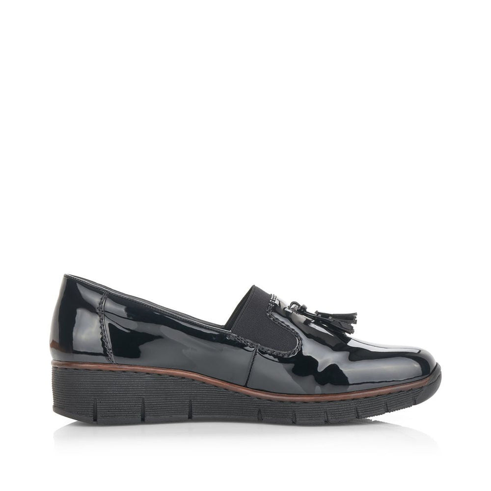 Rieker 53751 Women's Penny Loafer in Black Patent