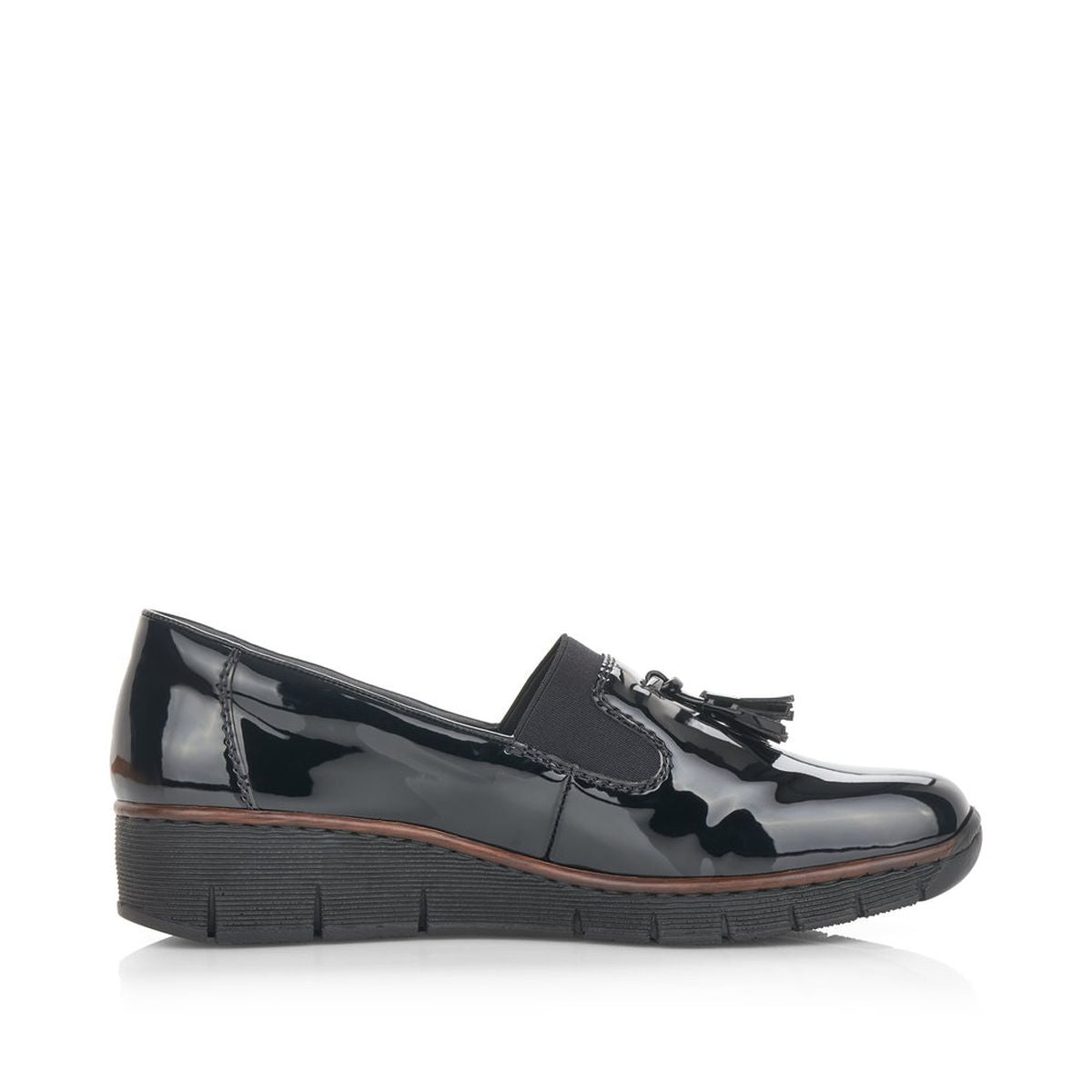 Rieker 53751 Women's Penny Loafer in Black Patent