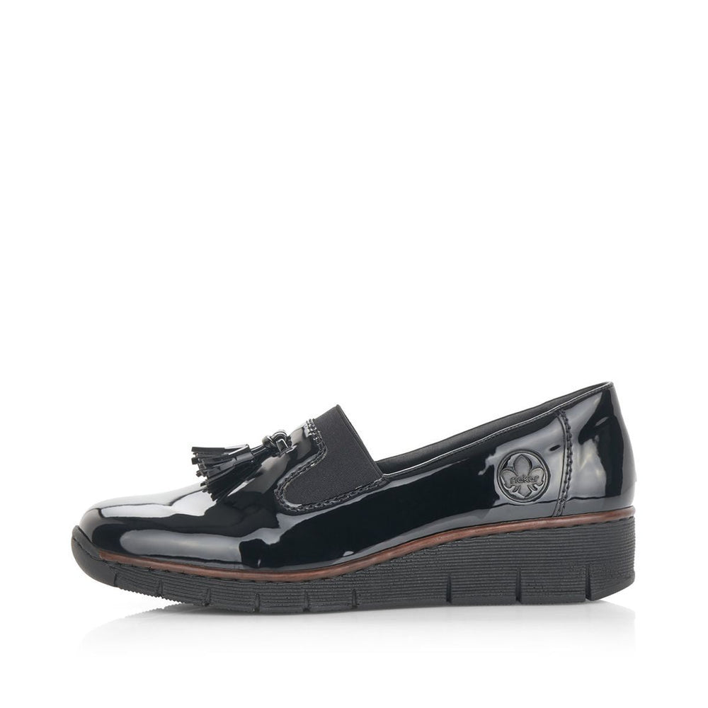 Rieker 53751 Women's Penny Loafer in Black Patent