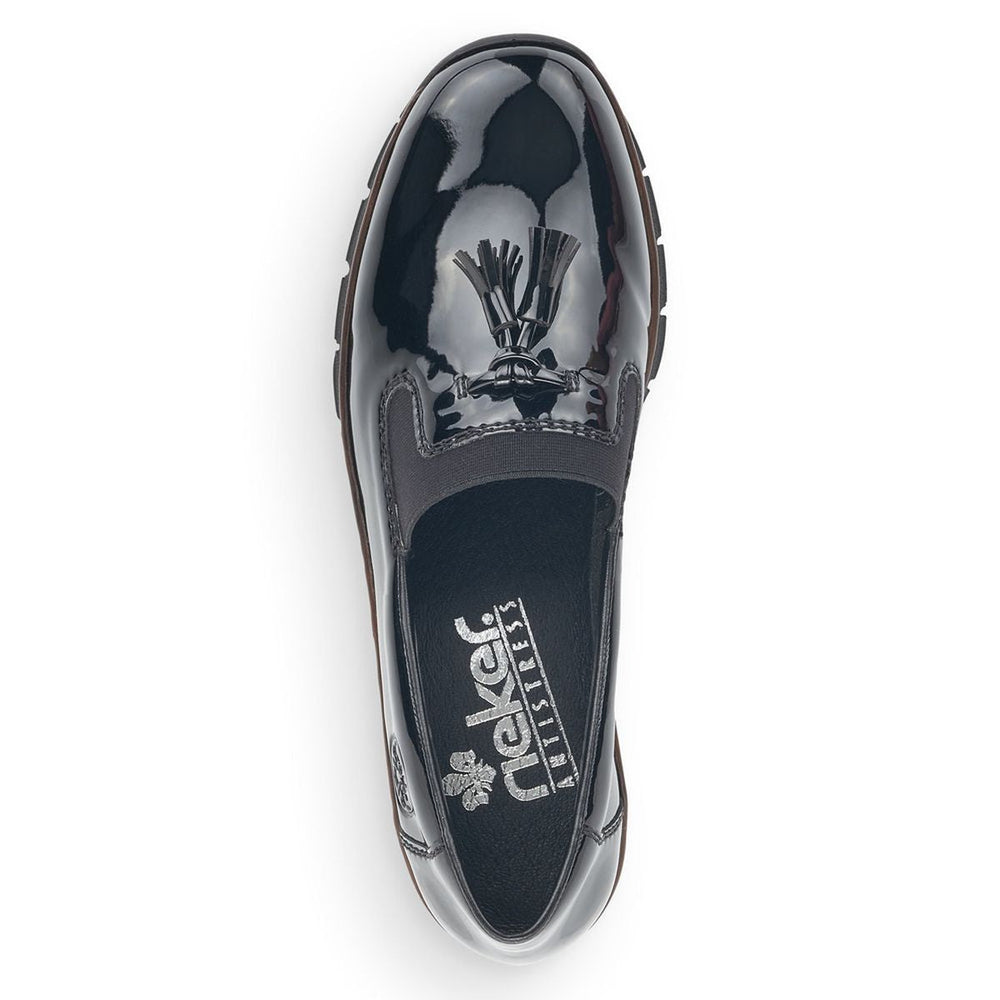 Rieker 53751 Women's Penny Loafer in Black Patent