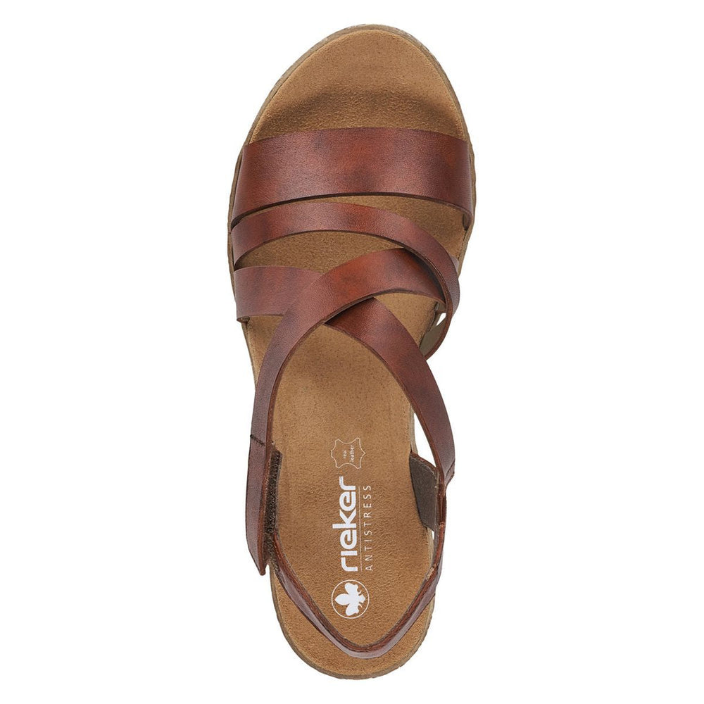Rieker 61937 Women's Wedge Sandals – Brown