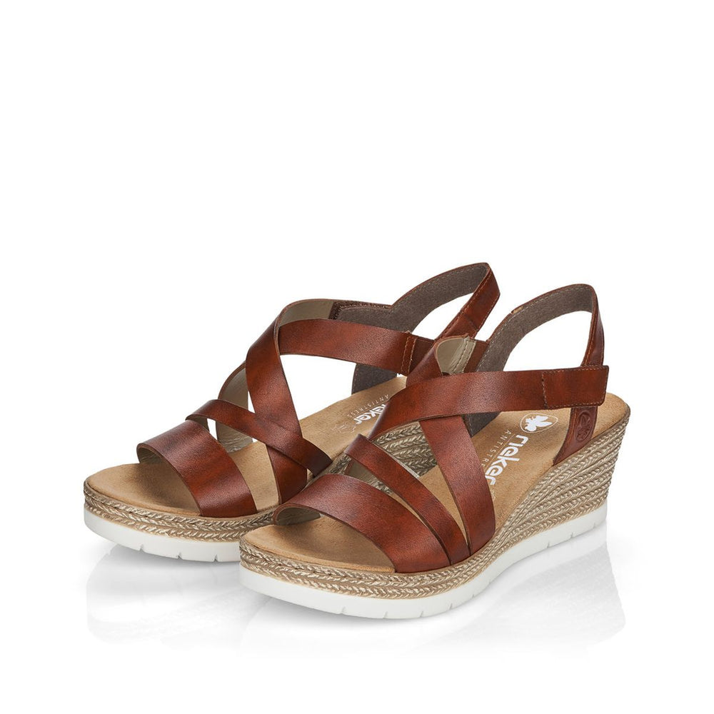 Rieker 61937 Women's Wedge Sandals – Brown
