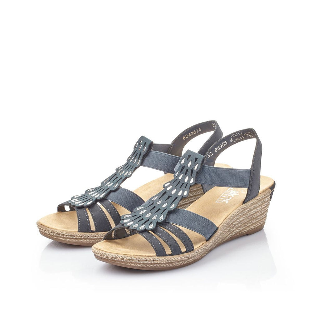 Rieker 62436 Women's Wedge Sandals – Blue