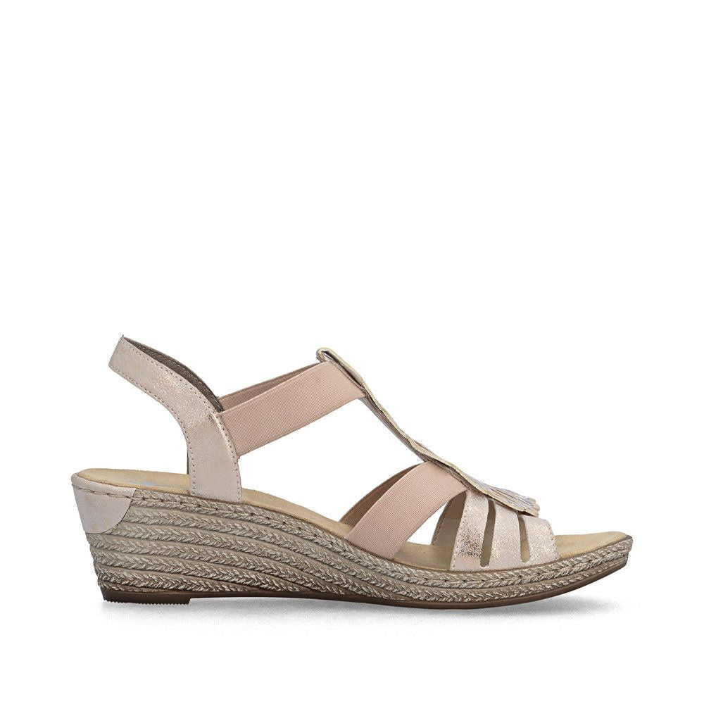 Rieker 62436 Women's Wedge Sandals – Rose Gold