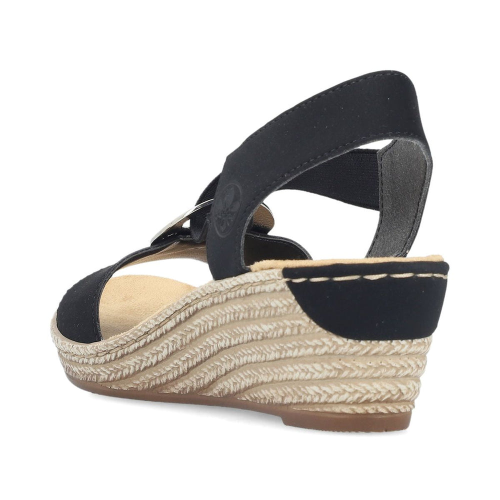 Rieker 624H6 Women's Wedge Sandals – Black