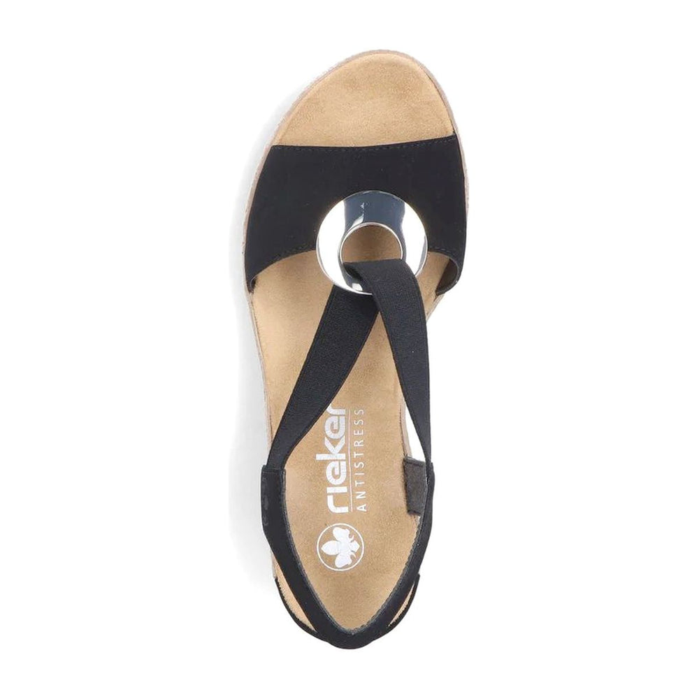 Rieker 624H6 Women's Wedge Sandals – Navy