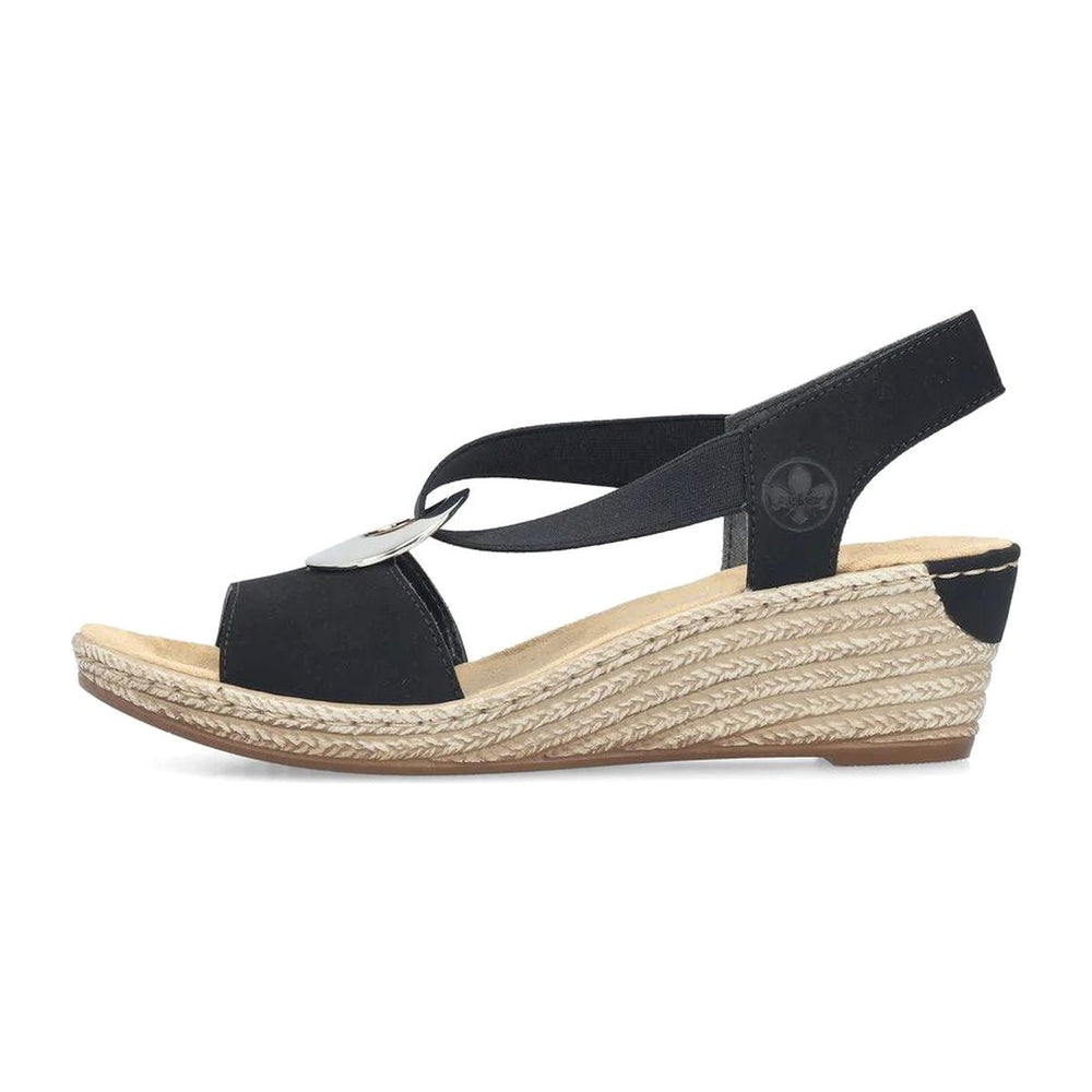 Rieker 624H6 Women's Wedge Sandals – Navy