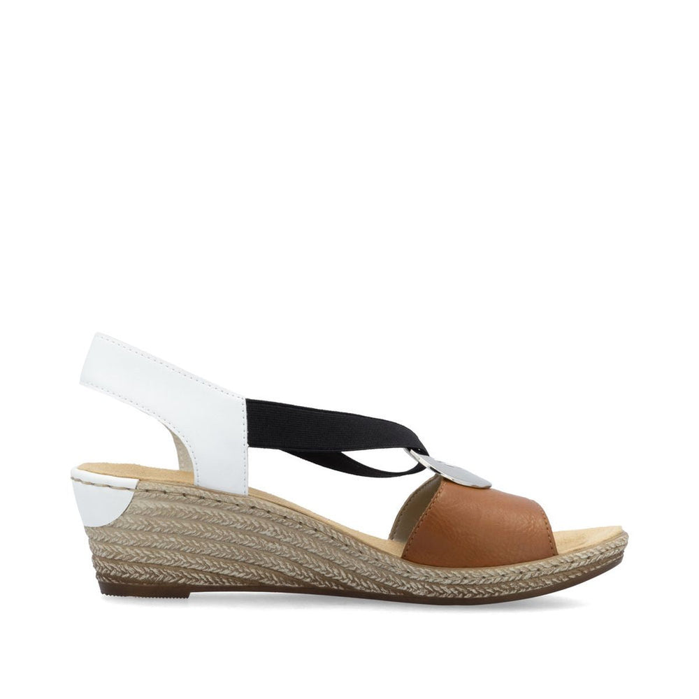 Rieker 624H6 Women's Wedge Sandals – Brown