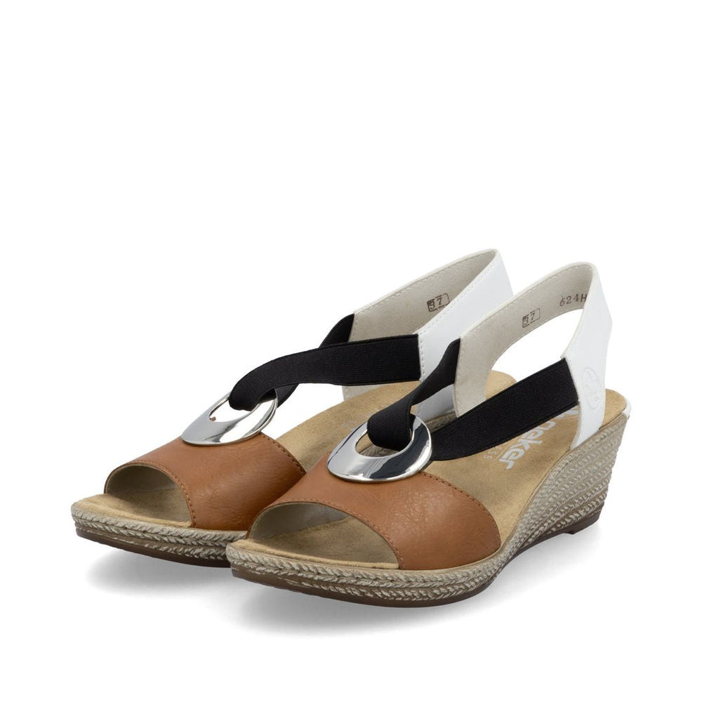 Rieker 624H6 Women's Wedge Sandals – Brown