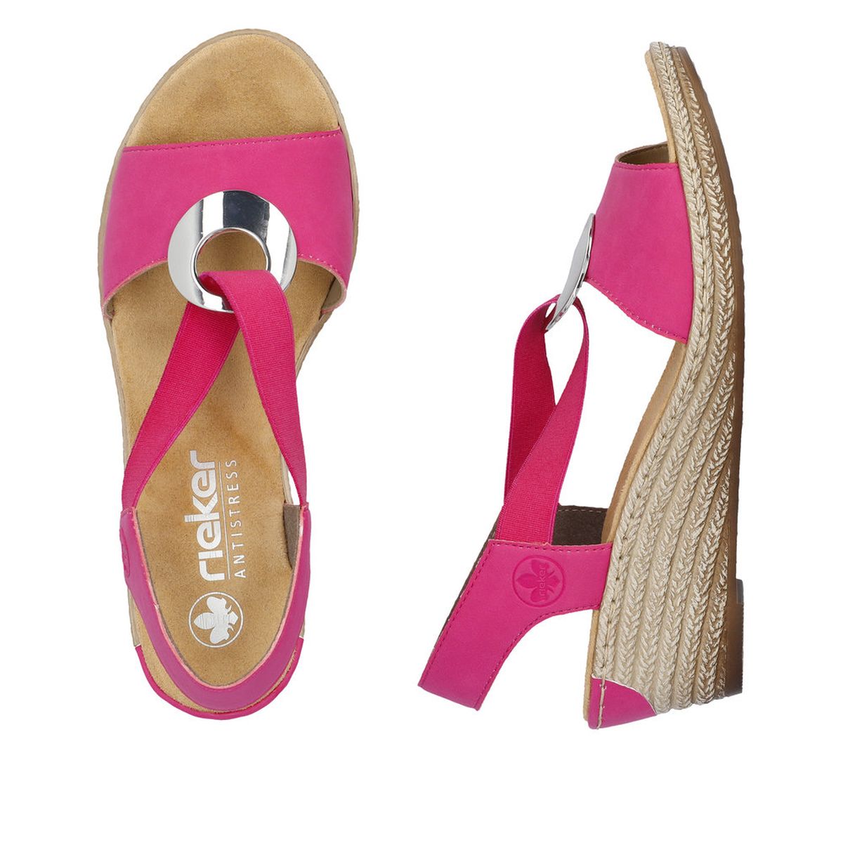 Rieker 624H6 Women's Wedge Sandals – Pink