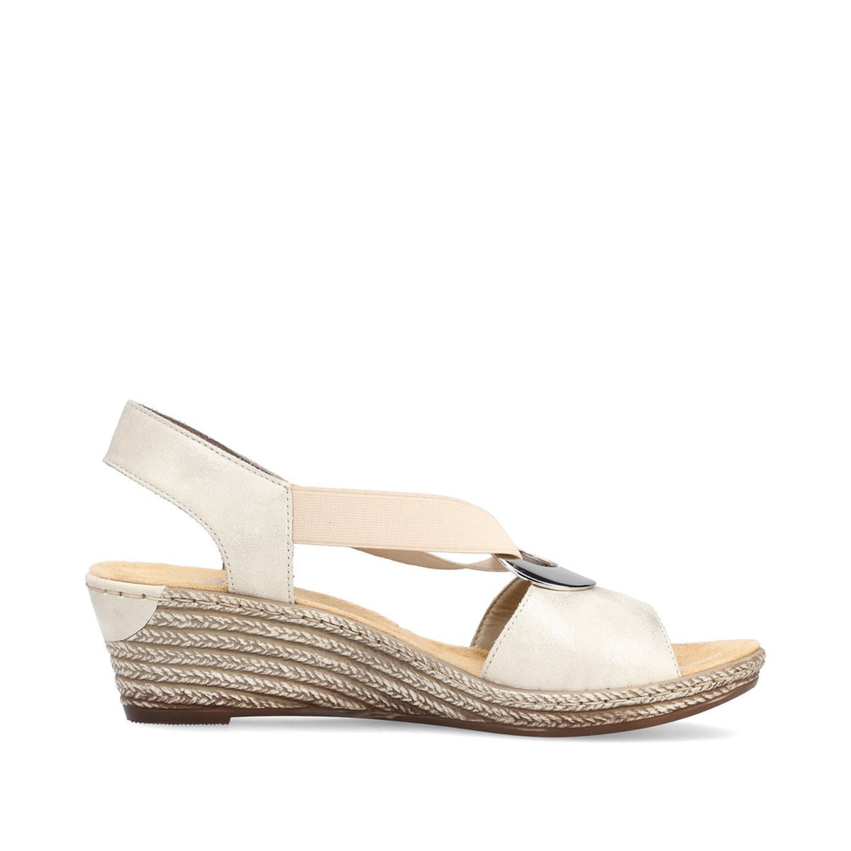 Rieker 624H6 Women's Wedge Sandals – Beige