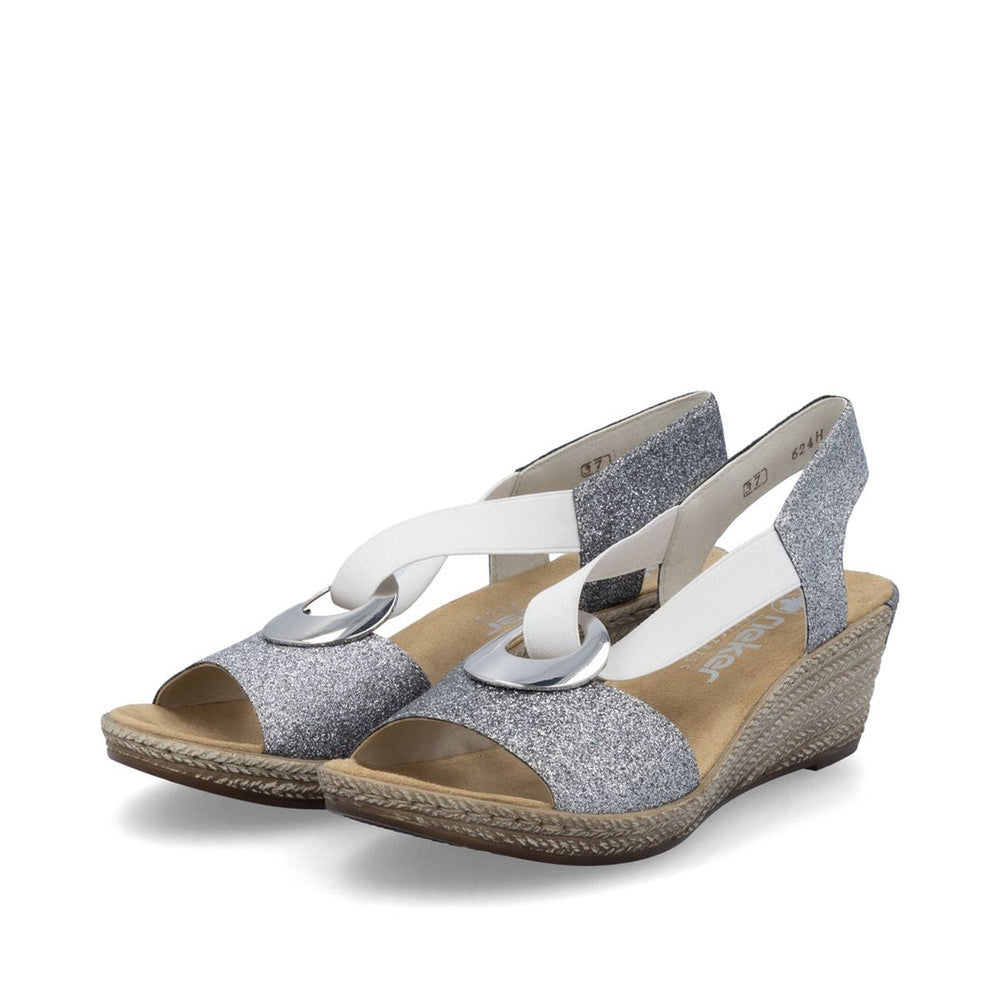 Rieker 624H6 Women's Wedge Sandals – Old Silver
