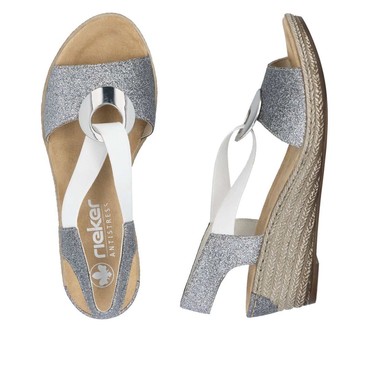 Rieker 624H6 Women's Wedge Sandals – Old Silver