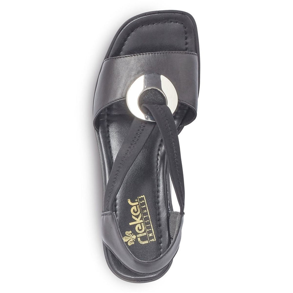 Rieker 62662 Women's Block Heel Sandals – Black